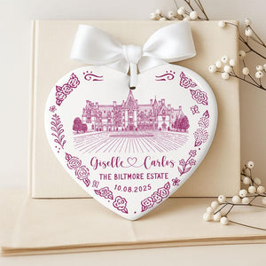 Personalized Wedding Venue Ceramic Ornament, Custom Wedding Location Ornament Gift, Housewarming Gift, Wedding Gift for Couple,Newlywed Gift