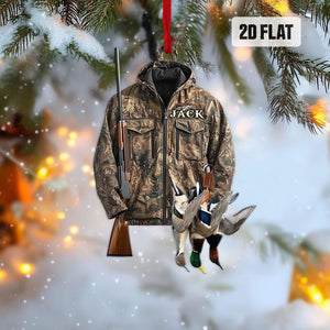 Personalized Hunting 2D Flat Ornament, Custom Duck Hunting Christmas Tree Ornament, Hunting Vest Christmas, Gift for Hunter, Dad, Husband