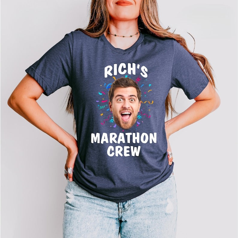 Personalized Marathon Runner Shirt: Custom Photo Matching Crew Tees