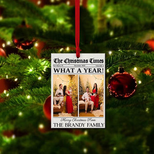 Family Christmas Ornaments, Personalized Family Photo Keepsake, Custom Family Photo Ornament, Gifts For Dad, Mom Gifts, Newspaper Ornament
