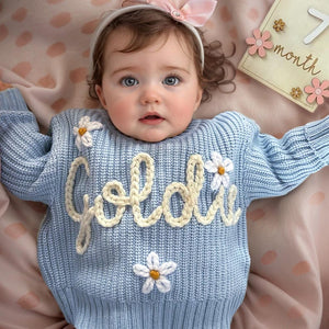 Personalized Baby Sweater with Name, Custom Name Knit Jumper, Baby Girl Boy Cardigan, Hand Embroidered Toddler Sweater, First Birthday Gift