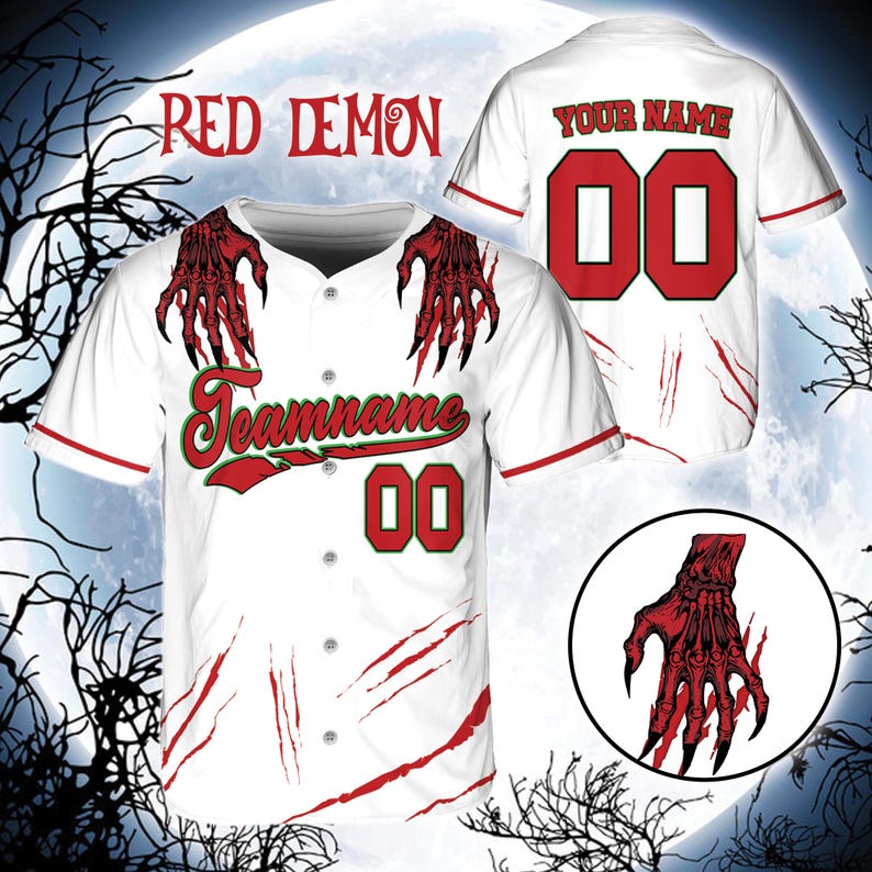 Custom Horor Halloween Baseball Jersey, Personalized Name Number Creepy Halloween Jersey, Baseball Uniform, Creepy Halloween Jerseys