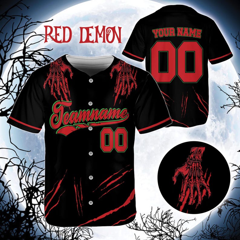 Custom Horor Halloween Baseball Jersey, Personalized Name Number Creepy Halloween Jersey, Baseball Uniform, Creepy Halloween Jerseys