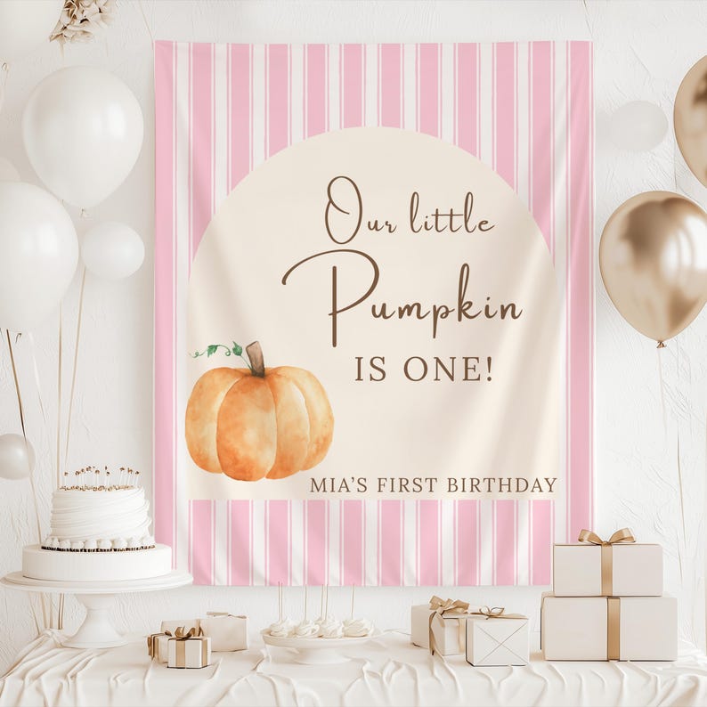 Our Little Pumpkin is ONE Banner, Our Little Pumpkin is Turning One Backdrop, Fall 1st Birthday Decor, Pumpkin 1st Birthday Decorations