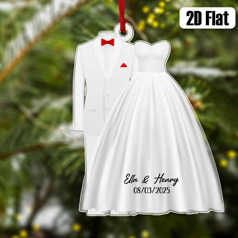 Personalized Get Married Couple Ornament, Anniversary Wedding Gift, Custom Name Ornament, First Christmas Married Ornament, Mr Mrs Ornament