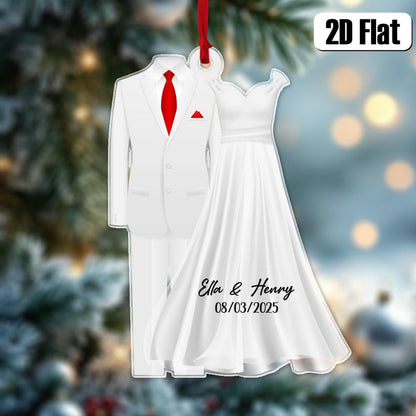 Personalized Get Married Couple Ornament, Anniversary Wedding Gift, Custom Name Ornament, First Christmas Married Ornament, Mr Mrs Ornament