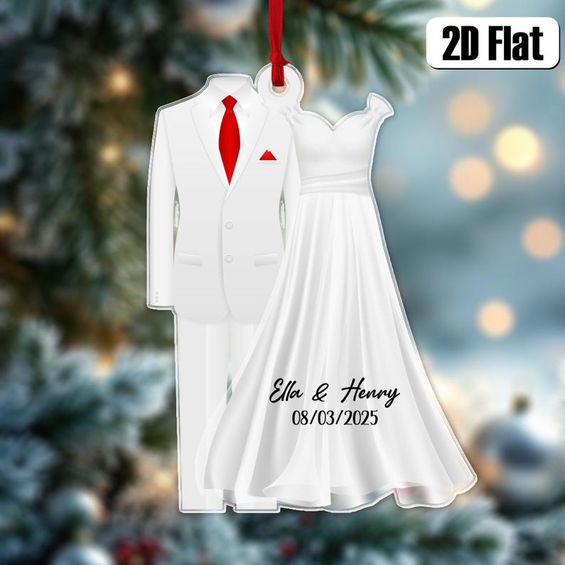 Personalized Get Married Couple Ornament, Anniversary Wedding Gift, Custom Name Ornament, First Christmas Married Ornament, Mr Mrs Ornament