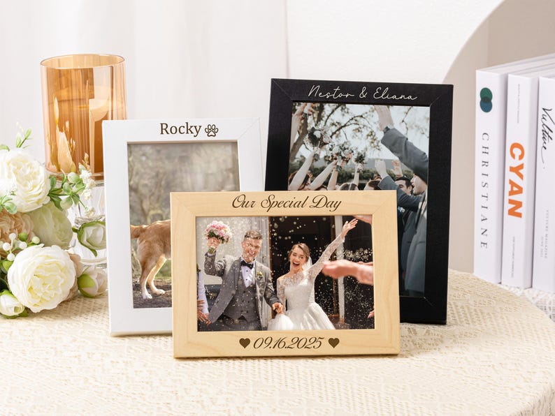 Custom Wood Photo Frame, Engraved Picture Frame Gift, Engraving Frame, Personalized Home Decor Any Occasion, Engraved Family Gift