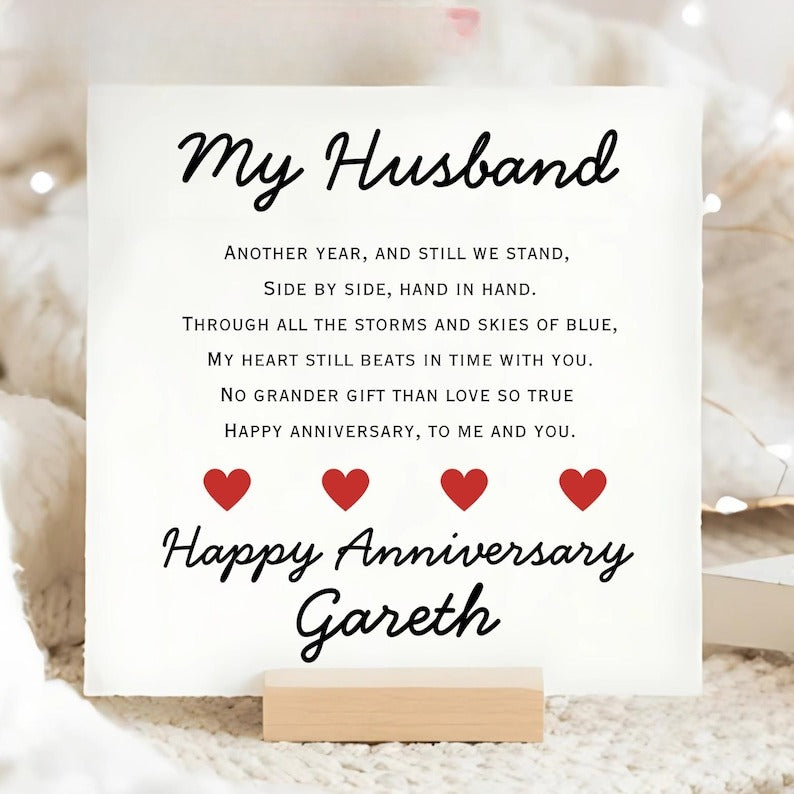 My Husband Anniversary Poem Card, Personalised Hubby Anniversary Card, Special Partner Anniversary Gift, Romantic Husband Card, Husband Love