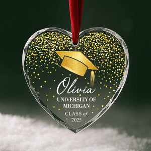 Graduation Ornament 2025 Personalized Glass Ornament with Name, School & Class, Custom Grad Cap Christmas Keepsake Gift