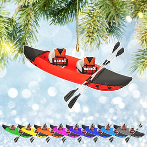 Personalized Kayaking Christmas Ornament, Custom Name Acrylic Kayak Ornament for Tree Decor