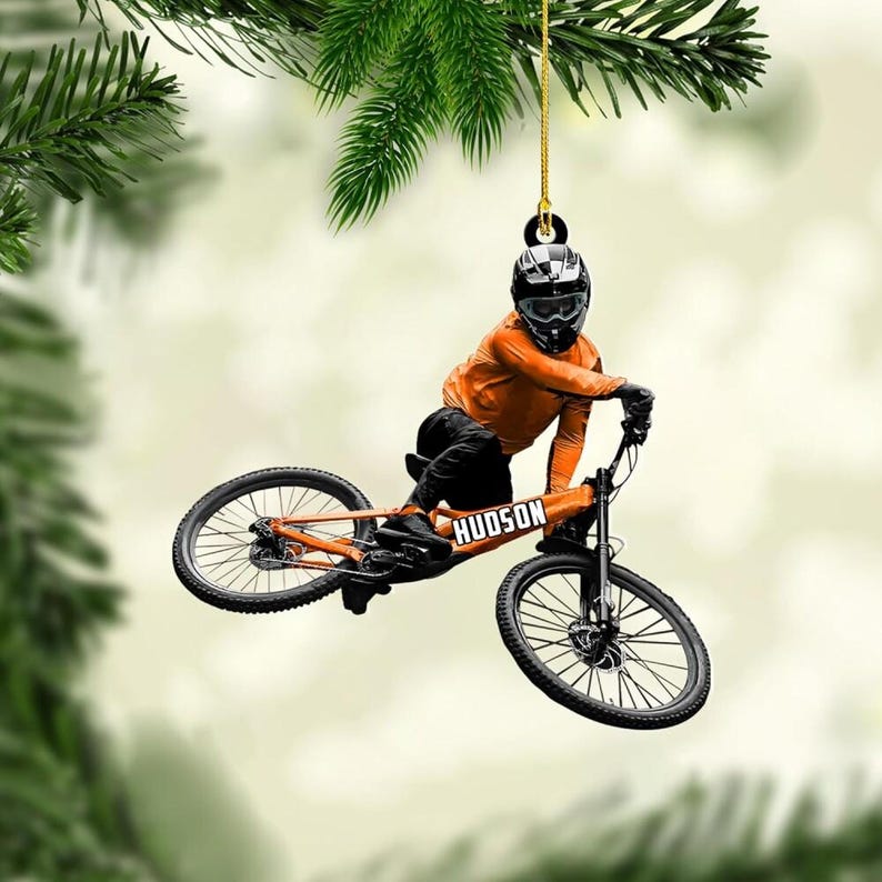 Personalized Mountain Bike Christmas Ornament: Biking Rider Gift