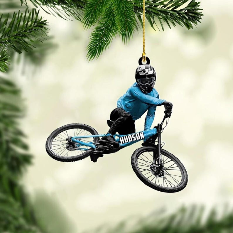 Personalized Mountain Bike Christmas Ornament: Biking Rider Gift