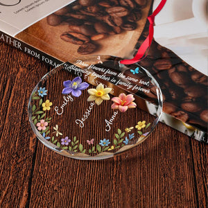 Personalized Family Flower Glass Ornament with Names, Custom Crystal Ornament, Sisters Forever Gift, Family Keepsake Christmas Decoration