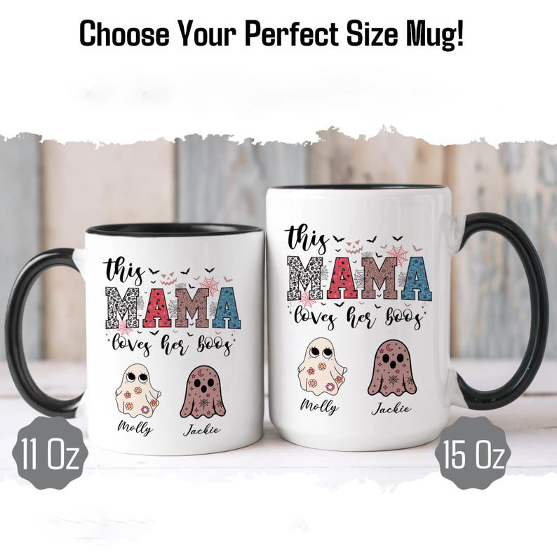 Custom Halloween Mama Mug, Personalized Halloween Mom Mug Gift from Kids, Halloween Ghost Mug with Kids Name, Halloween Mom Gift, Mimi Gift