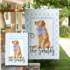 Custom Golden Retriever Decoration Yard Welcome Home Sign Pet Display Garden Flag Family Gift Dog Lover Home Decor Outdoor Accent