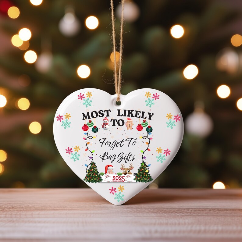 Funny 48 Quotes 'Most Likely To' Christmas Ornament: Personalized Ceramic Gift
