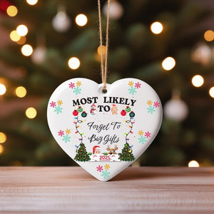 Funny 48 Quotes 'Most Likely To' Christmas Ornament: Personalized Ceramic Gift