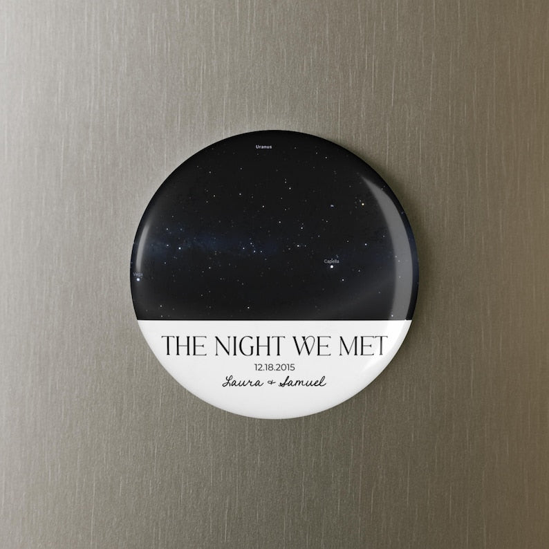 Personalized The Night We Met Magnet, Custom Star Map by Date Fridge Magnet, Constellation Night Sky Map Wedding Anniversary Gift For Couple
