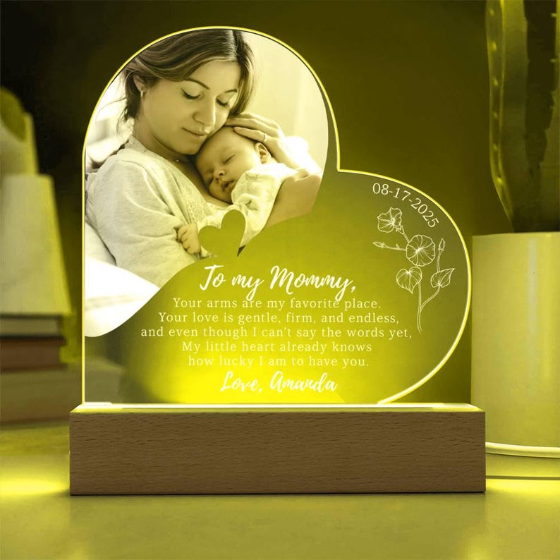 1st Mothers Day Gifts, Personalized First Time Mom Acrylic Plaque, Custom Baby Photo Keepsake, New Mom Heart Picture Plaque