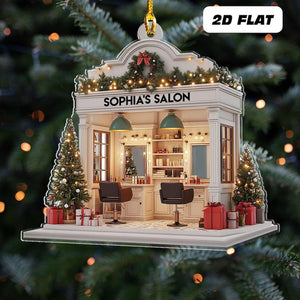 Personalized Hair Salon 2d Flat Printed Acrylic Ornament Not 3d, Hairdresser Gifts, Christmas Decor, Hair Stylist Christmas Ornament