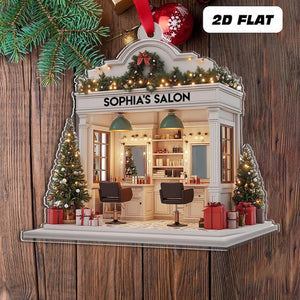 Personalized Hair Salon 2d Flat Printed Acrylic Ornament Not 3d, Hairdresser Gifts, Christmas Decor, Hair Stylist Christmas Ornament
