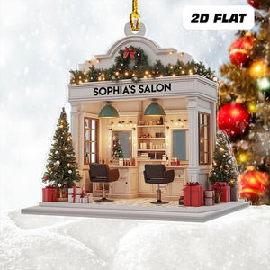 Personalized Hair Salon 2d Flat Printed Acrylic Ornament Not 3d, Hairdresser Gifts, Christmas Decor, Hair Stylist Christmas Ornament