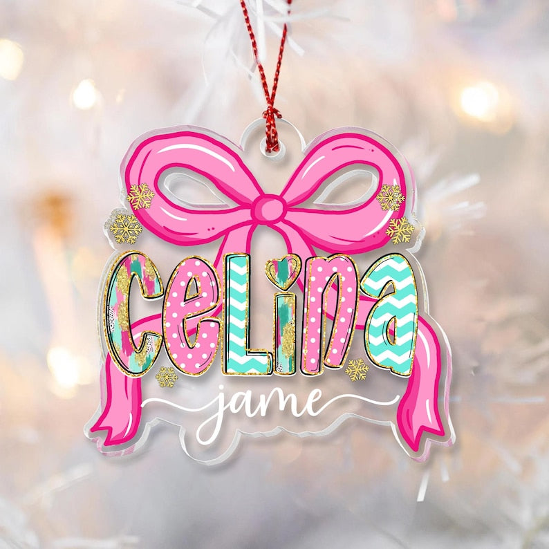 Personalized Christmas Ornament 2025: Custom Girl's Name, Acrylic