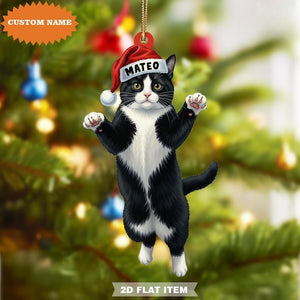 Personalized Tuxedo Cat Ornament 2D Flat Ornament, Tuxedo Cat Ornament, Xmas Tree Decor, Christmas Tree Hanging, Gift For Mom