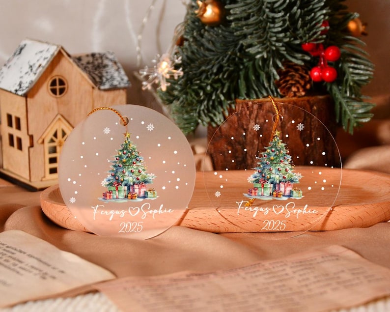 Personalized Couples Christmas Ornament: Acrylic Bauble, Our First Christmas Togther, Christmas Home Decor, New Couple Xmas Ornament Gifts