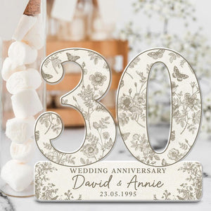 30th Wedding Anniversary Blue Toile Acrylic Plaque Gift for Husband, Personalized Couple's Name and Date Anniversary Gift, Gift for Couple