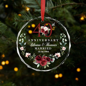 Ruby 40th Anniversary Ornament: Personalized Glass Keepsake