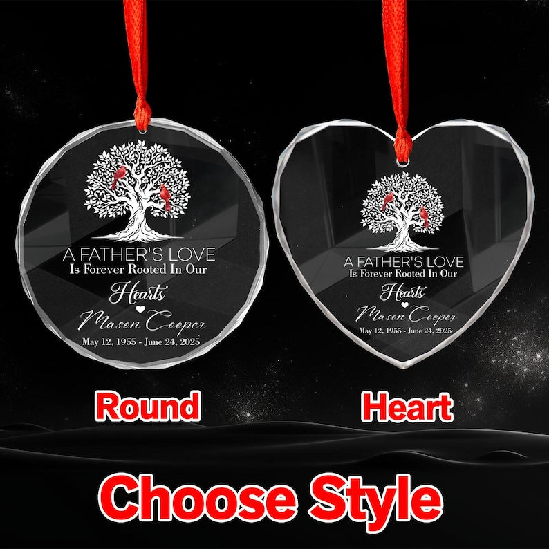 Cardinal Memorial Christmas Ornament, Personalized Sympathy Glass Ornament, Funeral Ornaments, Keepsake Remembrance Gift, Loss of Loved One