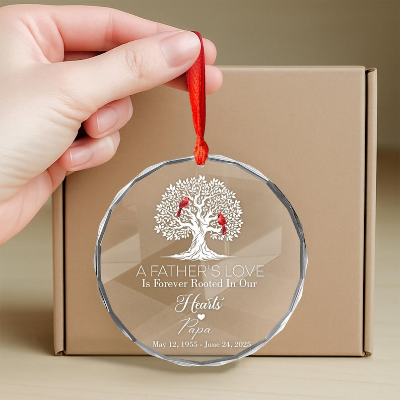 Cardinal Memorial Christmas Ornament, Personalized Sympathy Glass Ornament, Funeral Ornaments, Keepsake Remembrance Gift, Loss of Loved One