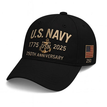 Navy Veteran 250th Anniversary Embroidered Trucker Hat