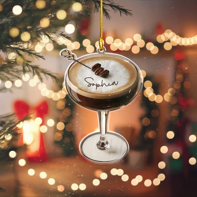 Personalized Espresso Martini Christmas Ornament, Espresso Martini Ornament, Holiday Ornament, Espresso Martini Gift, Cocktail Lover Gift