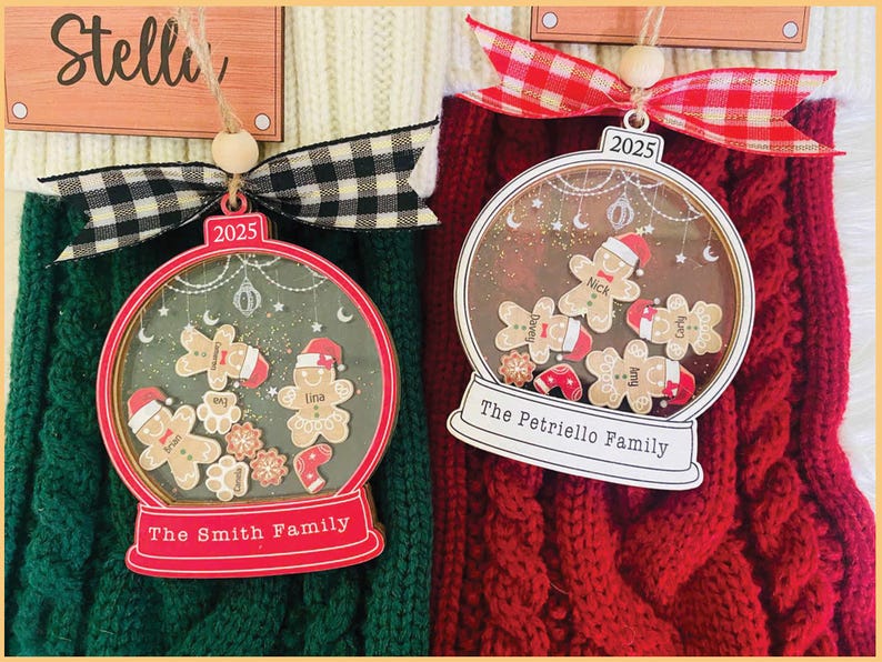 Personalized Gingerbread Family Ornament With Hat, Custom Family Christmas Ornament 2025, 4D Cookie Keepsake Holiday Gift