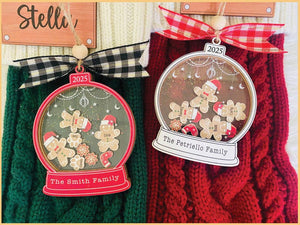 Personalized Gingerbread Family Ornament With Hat, Custom Family Christmas Ornament 2025, 4D Cookie Keepsake Holiday Gift