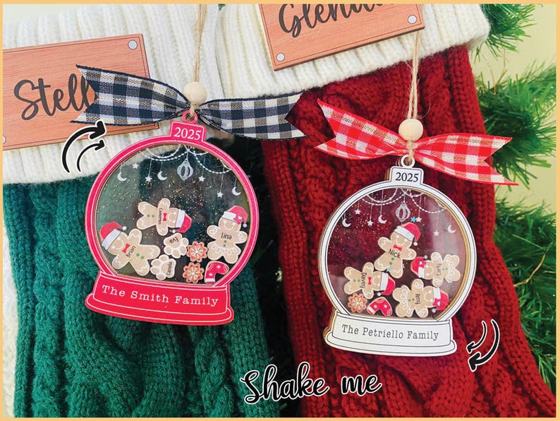 Personalized Gingerbread Family Ornament With Hat, Custom Family Christmas Ornament 2025, 4D Cookie Keepsake Holiday Gift