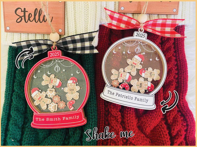 Personalized Gingerbread Family Ornament With Hat, Custom Family Christmas Ornament 2025, 4D Cookie Keepsake Holiday Gift