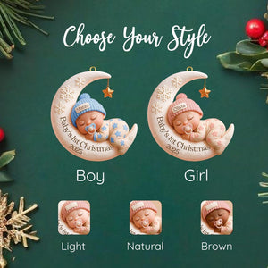 Baby s First Christmas Ornament Custom Moon Acrylic Keepsake, Personalized Newborn Gift, Unique Holiday Decoration, Baby Gift Idea