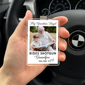 Personalized Memorial Visor Clip: Grandpa Guardian Angel Photo