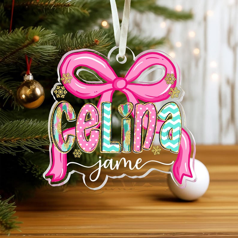 Personalized Kids Christmas Ornament, Custom Coquette Kids Girls Ornament, Coquette Ornament With Name, 2025 Christmas Gift For Daughter