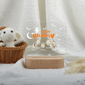 Personalized Halloween Night Light, Custom Night Lamp with Name, Halloween Ghost Family Lamp, Funny Halloween Gift for Kid, Gift for Family