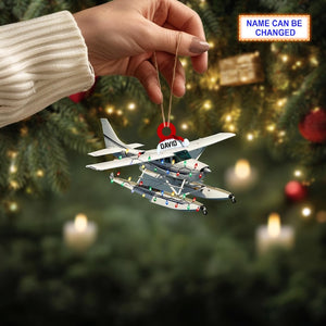 Custom Name Seaplane Personalized Ornament, Christmas Tree Hanging Decor, Christmas Ornament, Flat 2D Ornament, Seaplane Gift Idea