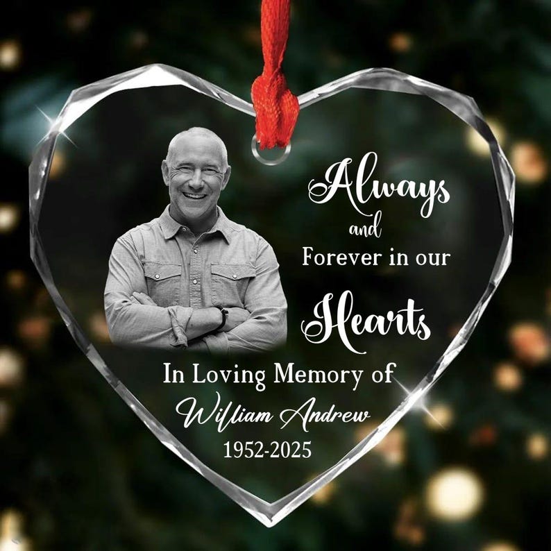 Custom Photo Memorial Ornament, Memorial Day Glass Ornament, Dad Remembrance Christmas Ornament, Mom Loss Ornament, Loss of Father Gift