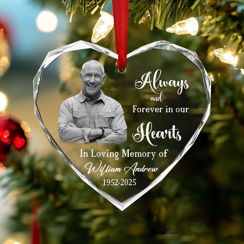 Custom Photo Memorial Ornament, Memorial Day Glass Ornament, Dad Remembrance Christmas Ornament, Mom Loss Ornament, Loss of Father Gift