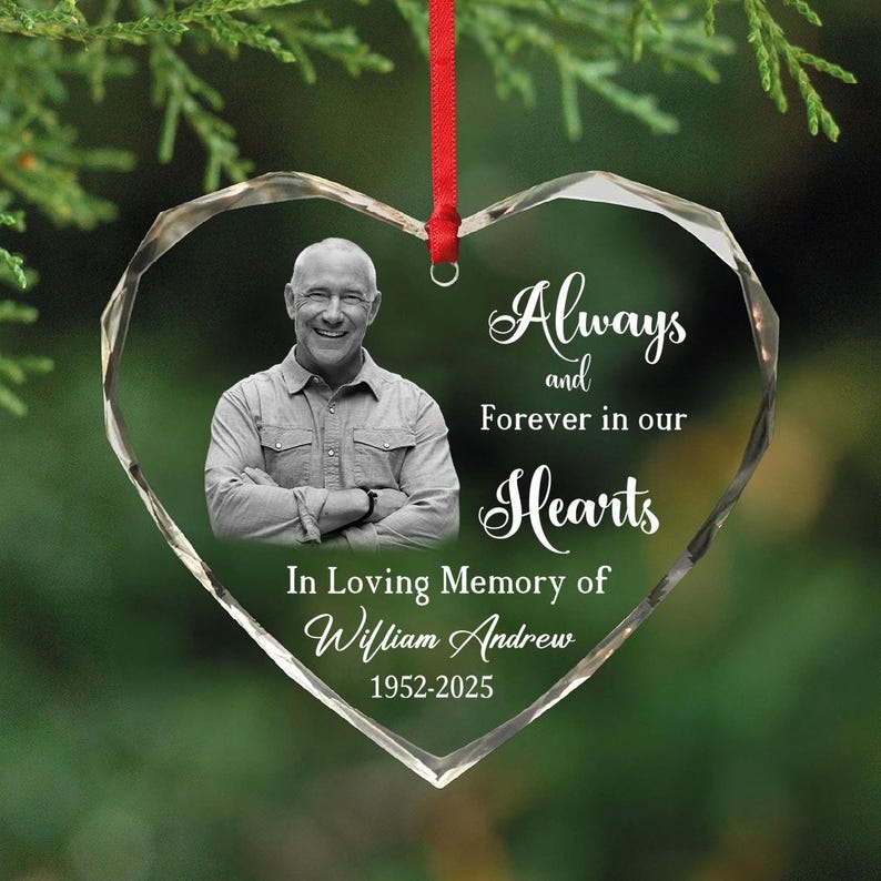 Custom Photo Memorial Ornament, Memorial Day Glass Ornament, Dad Remembrance Christmas Ornament, Mom Loss Ornament, Loss of Father Gift