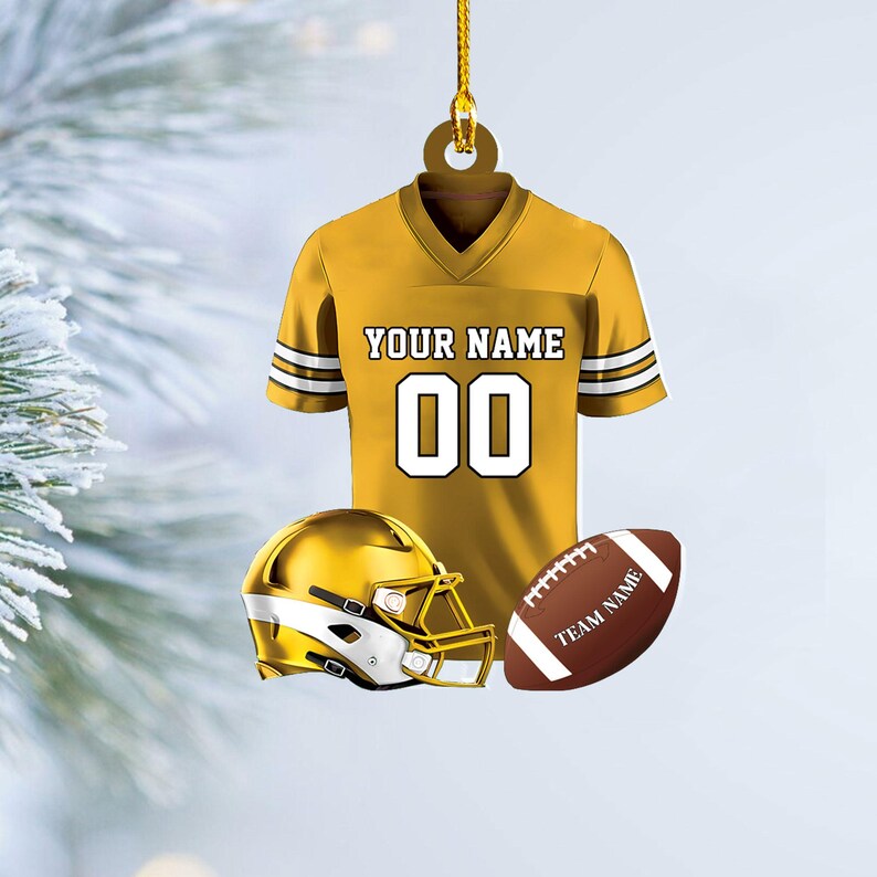 Personalized Football American Christmas Ornament, Custom Name Ornament, Christmas 2025 Ornament, Flat 2D Ornament, Gift for Boyfriend