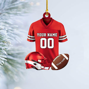 Personalized Football American Christmas Ornament, Custom Name Ornament, Christmas 2025 Ornament, Flat 2D Ornament, Gift for Boyfriend